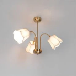 Budget 🤩 QAZQA Klassische Deckenleuchte aus Messing mit weißem Lampenschirm 3-flammig - Nona 👏 -Deckenleuchten Verkaufs-Shop 4248 104404 12