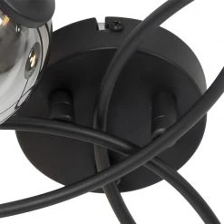 Brandneu 🎁 QAZQA Moderne Deckenleuchte schwarz 6-Lichter mit Rauchglas - Athen 💯 -Deckenleuchten Verkaufs-Shop 4278 103122 7