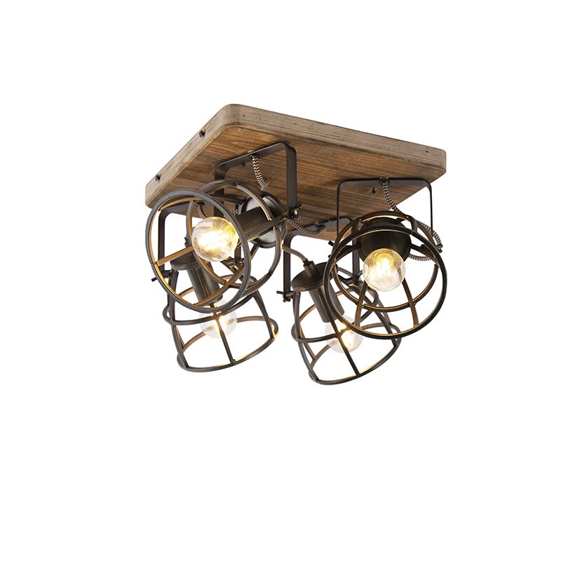 Top 10 👏 QAZQA Industriestrahler schwarz mit Holz verstellbar 4-Licht - Arthur ✔️ 7 Top 10 👏 QAZQA Industriestrahler schwarz mit Holz verstellbar 4-Licht - Arthur ✔️ – Bild 7