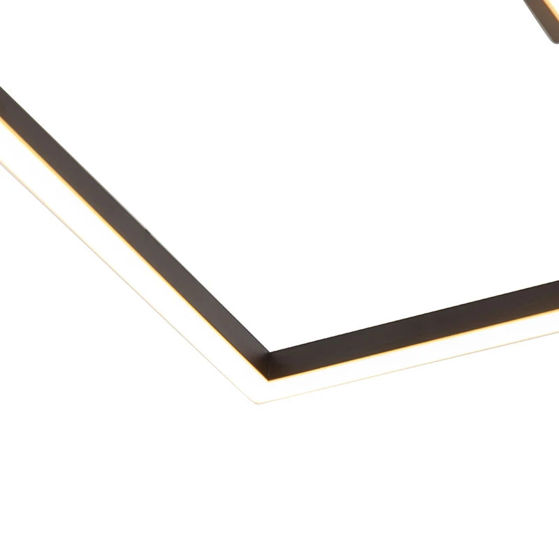 Budget 🔔 QAZQA Deckenleuchte quadratisch schwarz 3-stufig dimmbar - Plazas Novo 👍 6 Budget 🔔 QAZQA Deckenleuchte quadratisch schwarz 3-stufig dimmbar - Plazas Novo 👍 – Bild 6