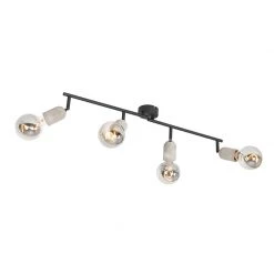 Besorgen 👏 QAZQA Industriedeckenfleck schwarz mit Beton 4-Licht - Pedra 🔔 -Deckenleuchten Verkaufs-Shop 4284 103169 2