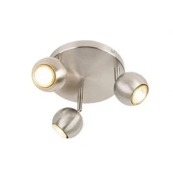 Blitzangebot ✔️ QAZQA Retro Rundstrahler Stahl mit 3-flammiger Deckenplatte - Gissi 😉