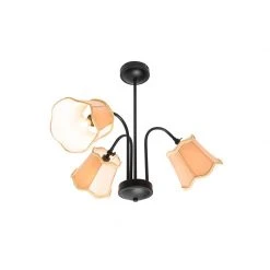 Budget ✨ QAZQA Klassische Deckenlampe schwarz mit Lampenschirm gold 3-flammig - Nona 🛒 -Deckenleuchten Verkaufs-Shop 4305 104398 8