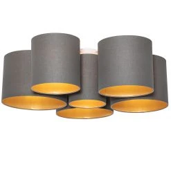 Beste Bewertungen von 💯 QAZQA Plafondlamp taupe met gouden binnenkant 6-lichts - Multidrum 😍