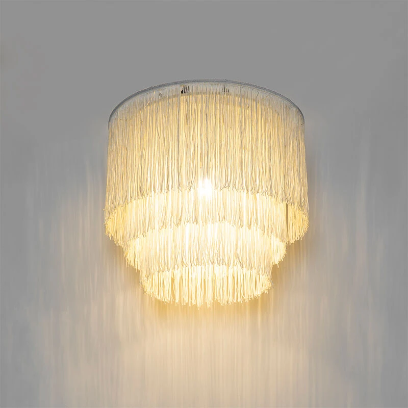 Brandneu 🌟 QAZQA Orientalische Deckenleuchte Gold cremefarbener Schirm mit Fransen - Franxa 😍 9 Brandneu 🌟 QAZQA Orientalische Deckenleuchte Gold cremefarbener Schirm mit Fransen - Franxa 😍 – Bild 9