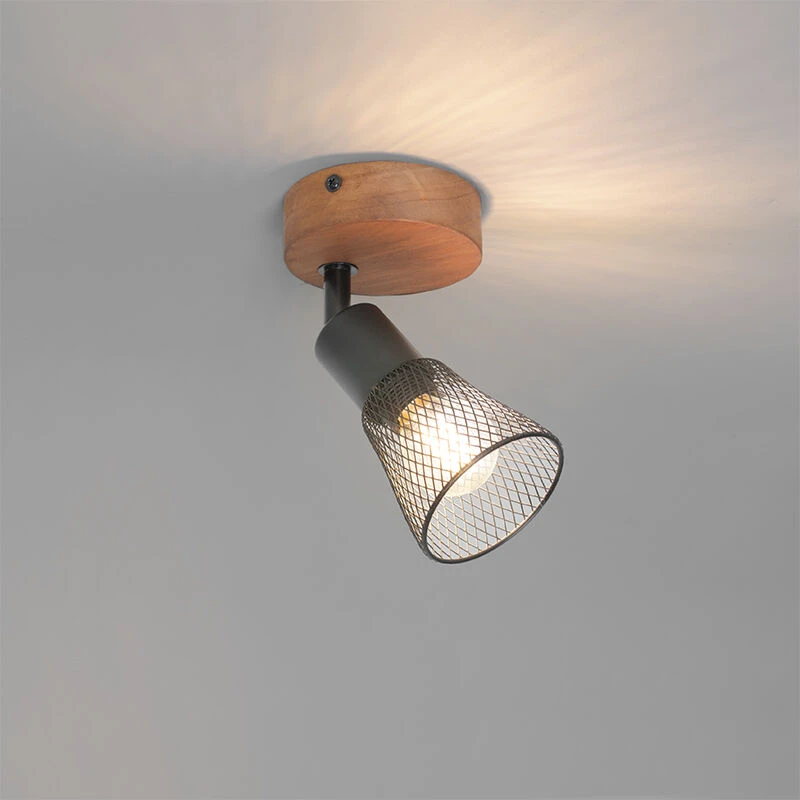 Bestpreis 🎁 QAZQA Industrieller Spot schwarz mit Holz - Kristina 🔥 12 Bestpreis 🎁 QAZQA Industrieller Spot schwarz mit Holz - Kristina 🔥 – Bild 12