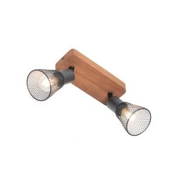 Coupon ⌛ QAZQA Industriële spot zwart met hout 2-lichts - Kristina 🌟 -Deckenleuchten Verkaufs-Shop 4425 105634 9