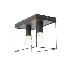 Brandneu 😉 QAZQA Minimalistische plafondlamp zwart 2-lichts - Kodi ⌛ -Deckenleuchten Verkaufs-Shop 4432 105600 7