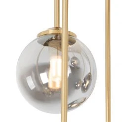 Rabatt 🤩 QAZQA Moderne Deckenleuchte Gold 9-Lichter mit Rauchglas - Athen 🛒 -Deckenleuchten Verkaufs-Shop 4442 103141 5