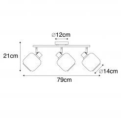 Großhandel 😀 QAZQA Plafondspot zwart met smoke glas langwerpig 3-lichts - Zuzanna 🥰 -Deckenleuchten Verkaufs-Shop 4471 105504 3