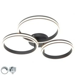 Auslauf 😉 QAZQA Deckenleuchte schwarz inkl. LED 3-Stufen dimmbar 3-Licht - Navara ⭐