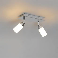 Schlussverkauf ⭐ QAZQA Moderne badkamer spot staal 2-lichts IP44 - Japie ❤️ -Deckenleuchten Verkaufs-Shop 4482 105906 11