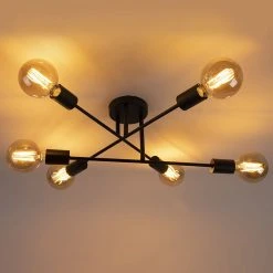 Großhandel 🔔 QAZQA Industrielle Deckenleuchte schwarz 6-Lichter - Sydney Bondi 🔥 -Deckenleuchten Verkaufs-Shop 4507 99132 11