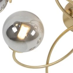 Neu 🥰 QAZQA Moderne Deckenleuchte Gold 6-Lichter mit Rauchglas - Athen 🤩 -Deckenleuchten Verkaufs-Shop 4538 103134 2