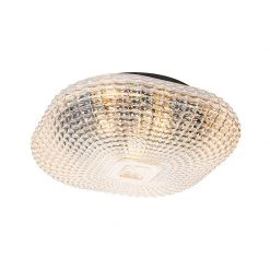 Aktion 🛒 QAZQA Klassische Deckenleuchte schwarz mit braunem Glas 40 cm IP44 - Damian 🎉