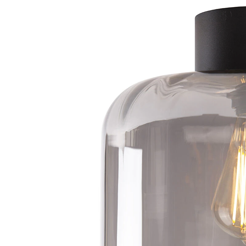 Rabatt 🎉 QAZQA Design Deckenleuchte schwarz mit Rauchglas - Qara 🎉 3 Rabatt 🎉 QAZQA Design Deckenleuchte schwarz mit Rauchglas - Qara 🎉 – Bild 3