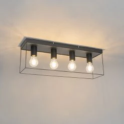 Bester Verkauf ⭐ QAZQA Minimalistische plafondlamp zwart 4-lichts - Kodi 🌟 -Deckenleuchten Verkaufs-Shop 4594 105602 9
