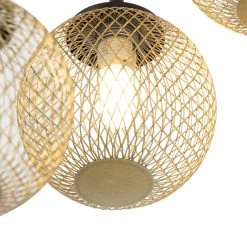 Bestes Angebot 👏 QAZQA Art Deco Deckenleuchte schwarz mit goldenen 9 Lichtern - Athens Wire ⌛ -Deckenleuchten Verkaufs-Shop 4596 103153 3