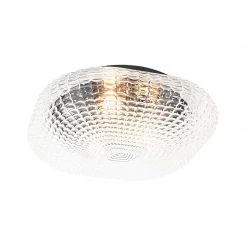 Aktion ⭐ QAZQA Klassische Deckenleuchte schwarz mit Klarglas 40 cm IP44 - Damian 🎁