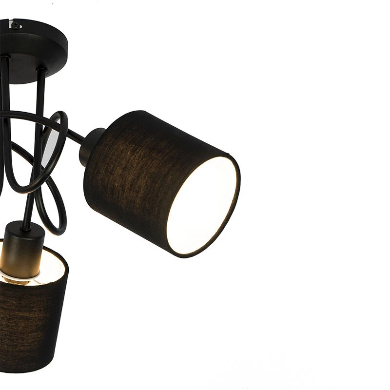 Budget 🔥 QAZQA Deckenfleck schwarz 3-Licht - Hetta ⭐ 8 Budget 🔥 QAZQA Deckenfleck schwarz 3-Licht - Hetta ⭐ – Bild 8