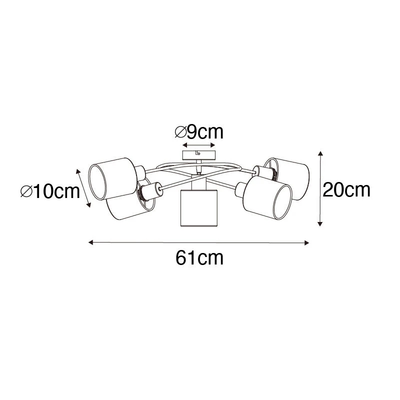 Aktion 👍 QAZQA Moderne Deckenleuchte Stahl mit weißen Schirmen 5-Licht - Hetta 🔔 4 Aktion 👍 QAZQA Moderne Deckenleuchte Stahl mit weißen Schirmen 5-Licht - Hetta 🔔 – Bild 4