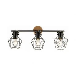 Budget 😀 Paul Neuhaus Industrielle Deckenleuchte schwarz mit Holz 3-Flammig - Sven 💯 -Deckenleuchten Verkaufs-Shop 4659 103755 4