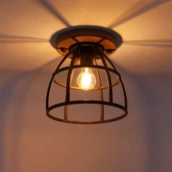 Schlussverkauf 🔔 QAZQA Intelligente Deckenleuchte schwarz mit Holz inkl. WiFi E27 - Arthur 🌟 -Deckenleuchten Verkaufs-Shop 4674 103580 17