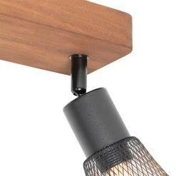 Coupon ⌛ QAZQA Industriële spot zwart met hout 2-lichts - Kristina 🌟 -Deckenleuchten Verkaufs-Shop 4702 105634 6