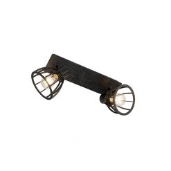 Schlussverkauf 😍 QAZQA Industrielle Deckenlampe schwarz 2-flammig - Fotu 💯 -Deckenleuchten Verkaufs-Shop 4709 102379 9