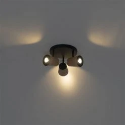 Schlussverkauf 🤩 QAZQA Deckenfleck schwarz mit Korkschirm 3-Licht verstellbar - Corky ⭐ -Deckenleuchten Verkaufs-Shop 4750 102367 11