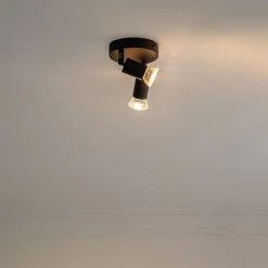 Am billigsten ⌛ QAZQA Industrial Spot schwarz kippbar rund - Jeany 2 👏