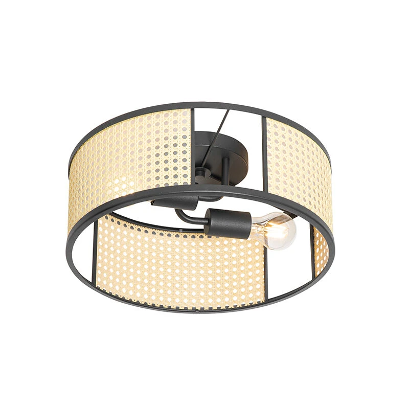 Am billigsten 😉 QAZQA Retro-Deckenleuchte schwarz mit Rattan 40 cm - Akira 💯 8 Am billigsten 😉 QAZQA Retro-Deckenleuchte schwarz mit Rattan 40 cm - Akira 💯 – Bild 8