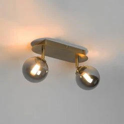 Schlussverkauf 😉 QAZQA Spot Gold 2-Licht verstellbar mit Rauchglas - Athen 😍 -Deckenleuchten Verkaufs-Shop 4816 103131 11