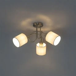 Top 10 🔥 QAZQA Deckenstrahler Stahl mit weißem Schirm 3-Licht - Hetta ❤️ -Deckenleuchten Verkaufs-Shop 4882 102396 8