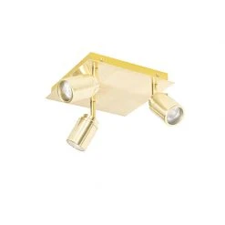 Brandneu 🌟 QAZQA Professional Moderne badkamer spot messing vierkant 3-lichts IP44 - Ducha 🧨 -Deckenleuchten Verkaufs-Shop 4892 105238 12