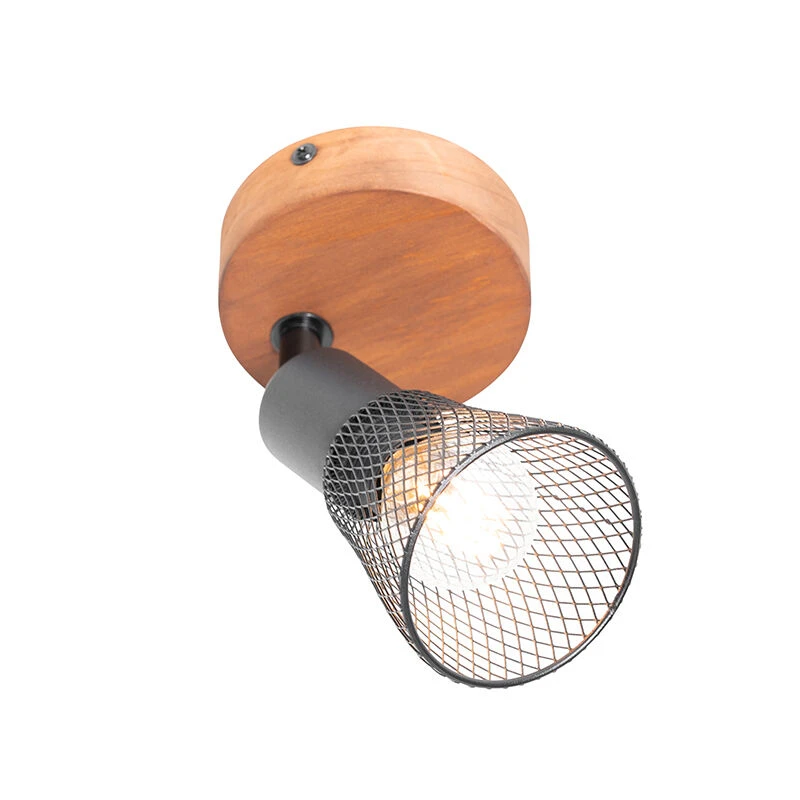 Bestpreis 🎁 QAZQA Industrieller Spot schwarz mit Holz - Kristina 🔥 10 Bestpreis 🎁 QAZQA Industrieller Spot schwarz mit Holz - Kristina 🔥 – Bild 10