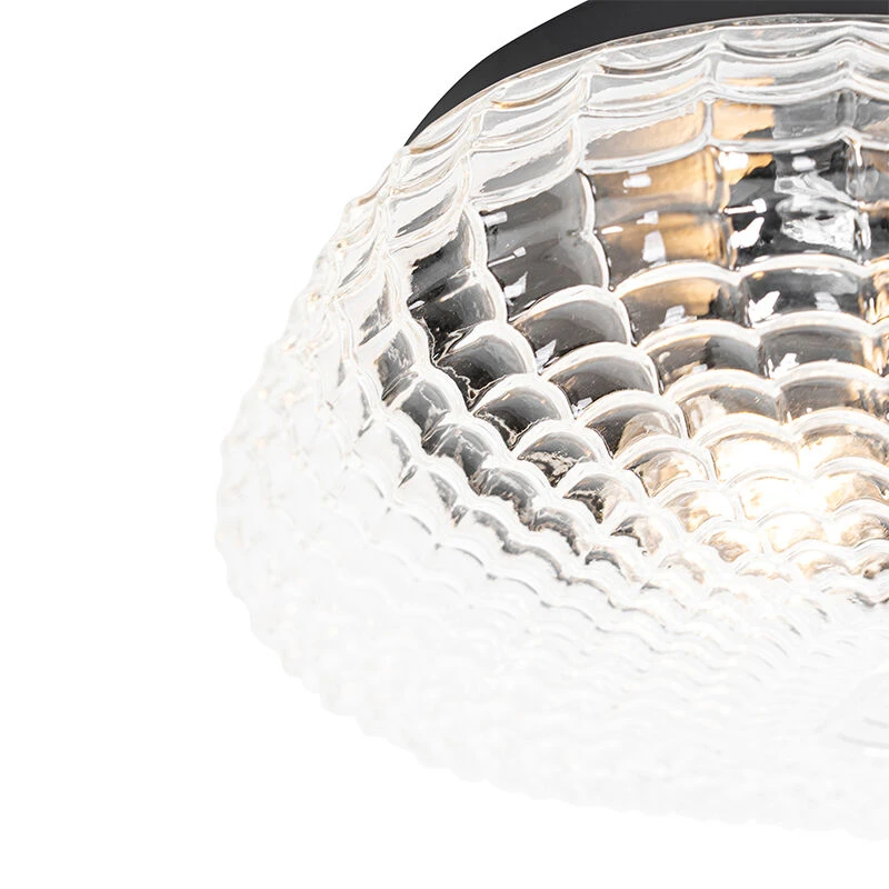 Bester Verkauf ❤️ QAZQA Klassische Deckenleuchte schwarz mit Klarglas 30 cm IP44 - Damian 🌟 3 Bester Verkauf ❤️ QAZQA Klassische Deckenleuchte schwarz mit Klarglas 30 cm IP44 - Damian 🌟 – Bild 3