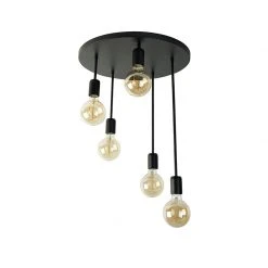 Bester Verkauf 😍 QAZQA Moderne plafondlamp zwart 5-lichts - Facil 👍 -Deckenleuchten Verkaufs-Shop 4929 105572 10