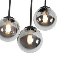 Am billigsten 💯 QAZQA Moderne Deckenleuchte schwarz 5-Licht mit Rauchglas - Athen 👏 -Deckenleuchten Verkaufs-Shop 4959 103128 2