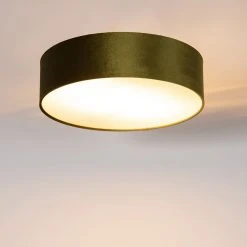 Auslauf 🥰 QAZQA Plafondlamp groen 40 cm met gouden binnenkant - Drum 👏 -Deckenleuchten Verkaufs-Shop 4986 105483 9