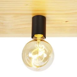 Aktion 🌟 QAZQA Industrielle Deckenleuchte schwarz mit Holz 3-Licht - Regal 🧨 -Deckenleuchten Verkaufs-Shop 4989 103039 5