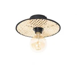 Bestes Angebot 🔔 QAZQA Country Decken- und Wandleuchte schwarz mit Rattan 25 cm - Kata 🎉 -Deckenleuchten Verkaufs-Shop 4995 105551 10