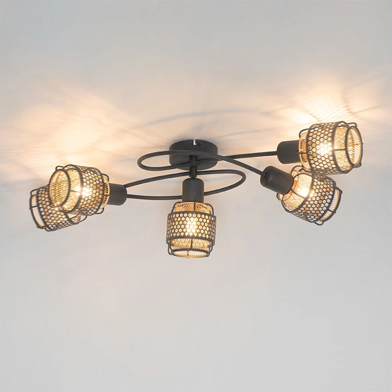 Schlussverkauf ✔️ QAZQA Design-Deckenleuchte Schwarz mit Gold 5-flammig - Noud 👏 12 Schlussverkauf ✔️ QAZQA Design-Deckenleuchte Schwarz mit Gold 5-flammig - Noud 👏 – Bild 12