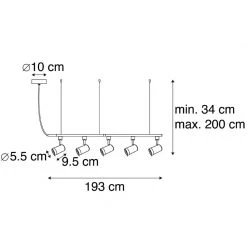 Bester Verkauf ❤️ QAZQA Modernes Kleiderstangensystem Schwarz mit 5 Spots 1-phasig - Jeana 🧨 -Deckenleuchten Verkaufs-Shop 5004 105060 3