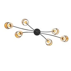 Neu ✨ QAZQA Moderne plafondlamp zwart met goud 6-lichts - Lofty 🎁 -Deckenleuchten Verkaufs-Shop 5023 105426 9