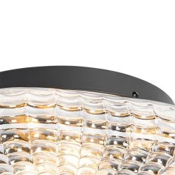 Auslauf 🛒 QAZQA Klassische Deckenleuchte schwarz mit braunem Glas 30 cm IP44 - Damian 🌟 -Deckenleuchten Verkaufs-Shop 5029 104980 4