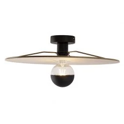 Auslauf 🤩 QAZQA Deckenleuchte schwarz flacher Schirm taupe 45 cm - Combi 💯 -Deckenleuchten Verkaufs-Shop 5034 102968 5