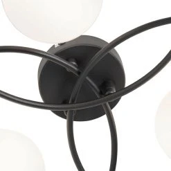 Angebote 😉 QAZQA Moderne Deckenleuchte schwarz mit Opalglas 6-flammig - Athens 🌟 -Deckenleuchten Verkaufs-Shop 5054 105244 4