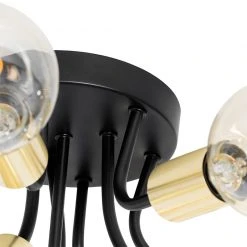 Aktion ⭐ QAZQA Moderne Deckenlampe schwarz mit goldenen 10-Lichtern - Juul 🤩 -Deckenleuchten Verkaufs-Shop 5074 104778 5