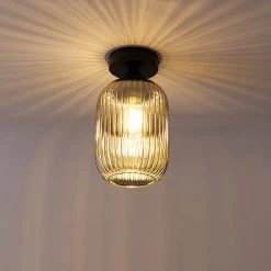 Billig 👏 QAZQA Art Deco Deckenleuchte schwarz mit Rauchglas - Banci 🤩 -Deckenleuchten Verkaufs-Shop 5092 103530 10